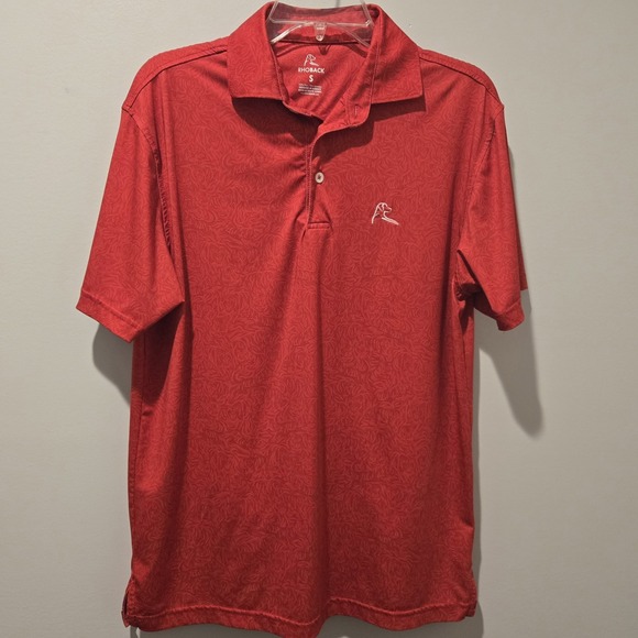 Rhoback The Tiger Polo Shirt Men SM  Artistic Red Dog Performance Stretch‎ Golf - Picture 1 of 6